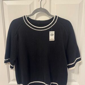 Abercrombie Black Knit Top with White Trim